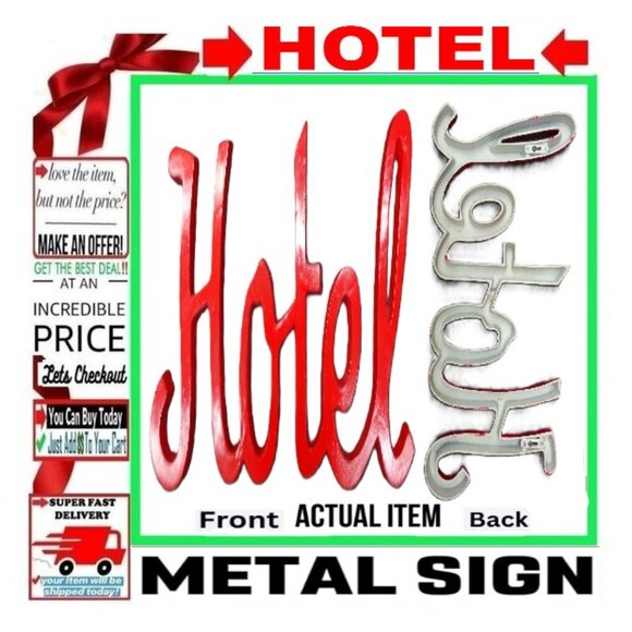 🛑 HOTEL Vintage ➕🆒 SIGN Metal Iron Hanging Wall Room Art DECOR 💸BUY NOW‼️ - Picture 3 of 15